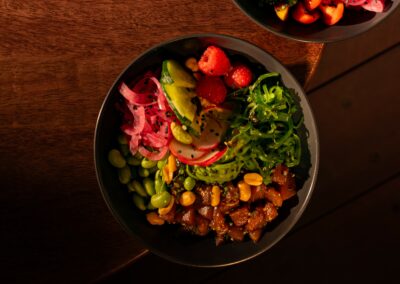 poke bowl with avocado and tuna, vegetables - surf café Tenerife Las Américas