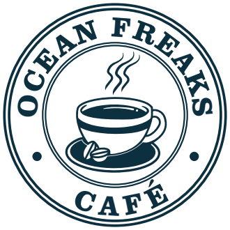 Ocean Freaks Café — coffee cup logo