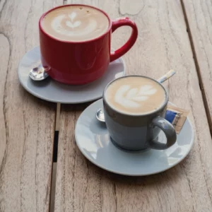 Two specialty coffees at Ocean Freaks Café in Las Américas