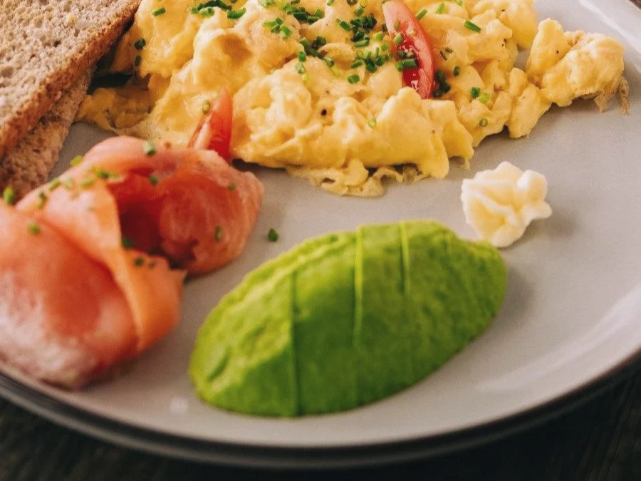 Signature salmon scramble with avocado at Ocean Freaks Café